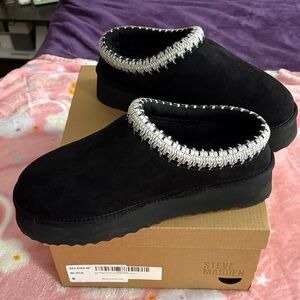 Steve Madden Black Mules with Silver Accents